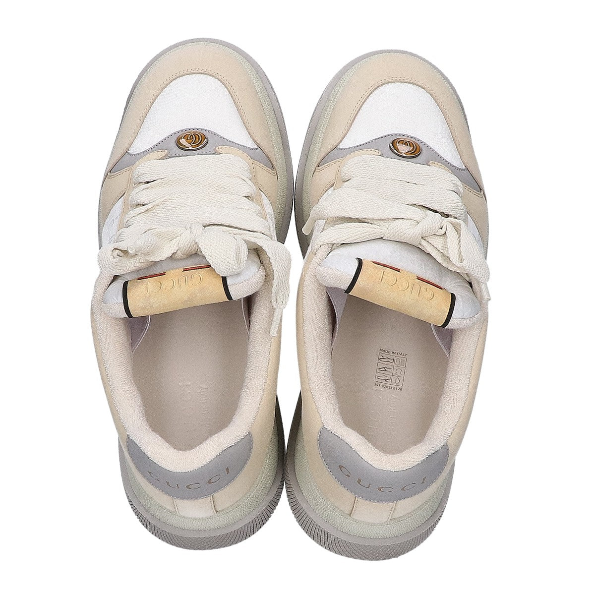 GUCCI GG Screener Leather Low-Top Sneakers Beige Size UK 10