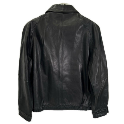 CalvinKlein Black Leather Single Rider Jacket Size S