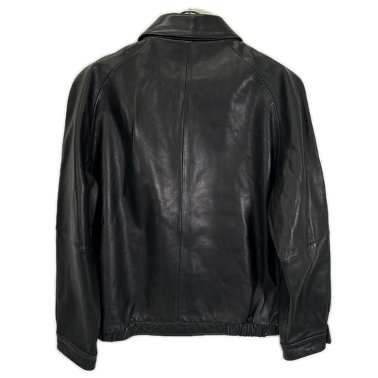 CalvinKlein Black Leather Single Rider Jacket Size S