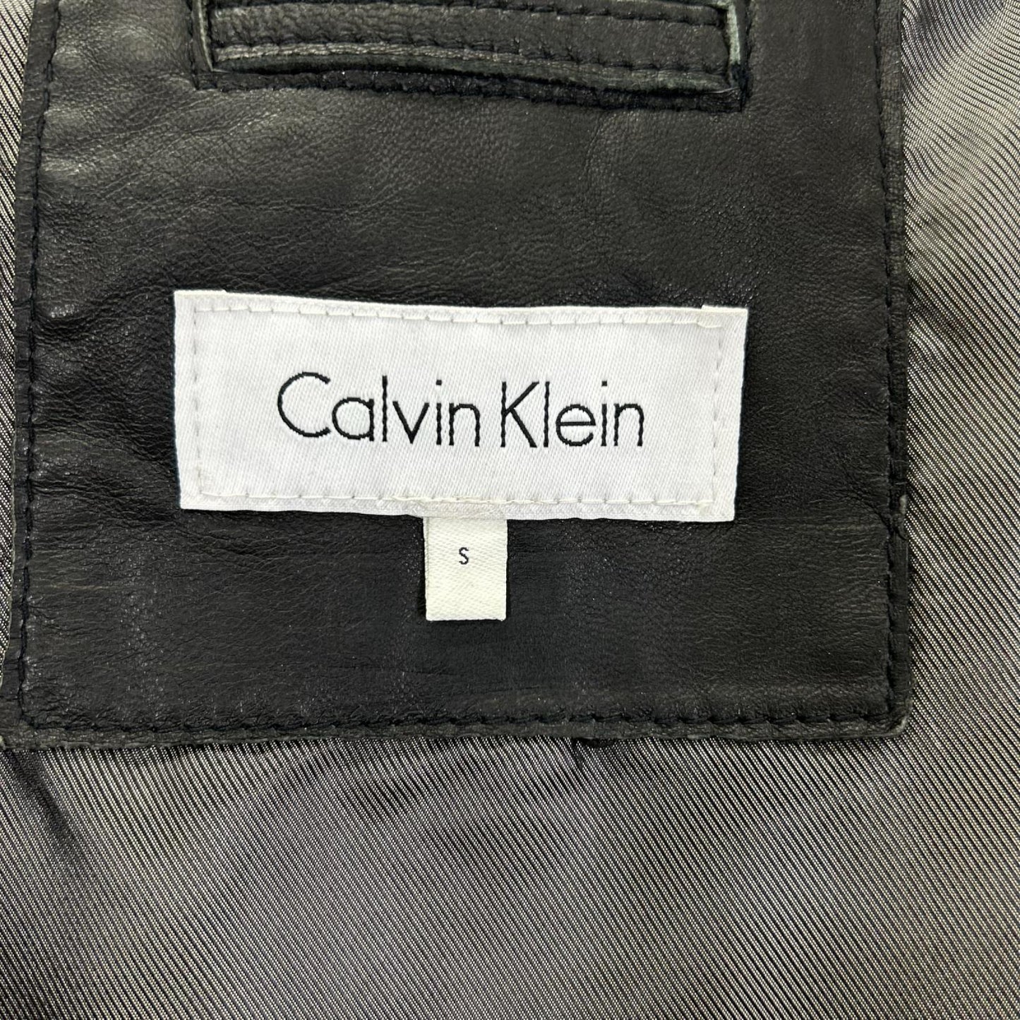 CalvinKlein Black Leather Single Rider Jacket Size S