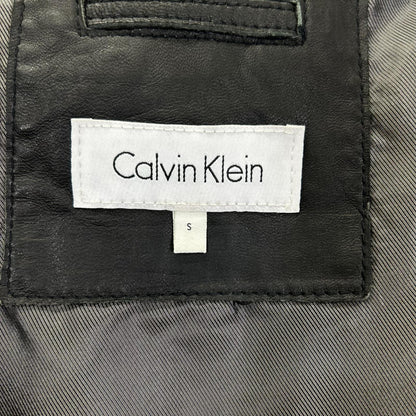 CalvinKlein Black Leather Single Rider Jacket Size S