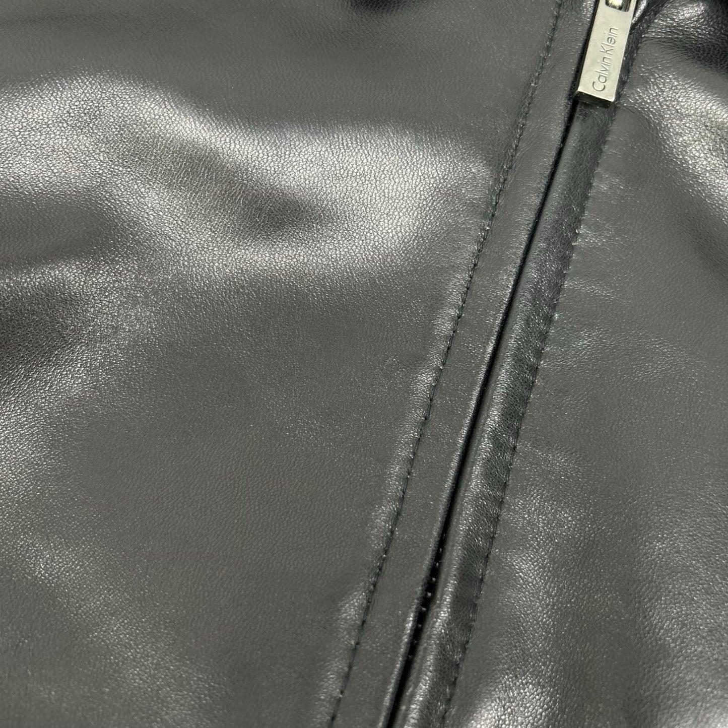 CalvinKlein Black Leather Single Rider Jacket Size S