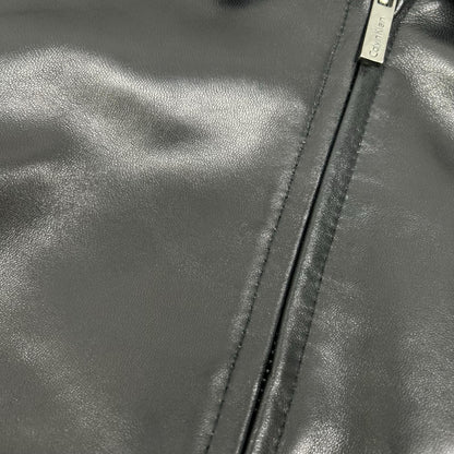 CalvinKlein Black Leather Single Rider Jacket Size S