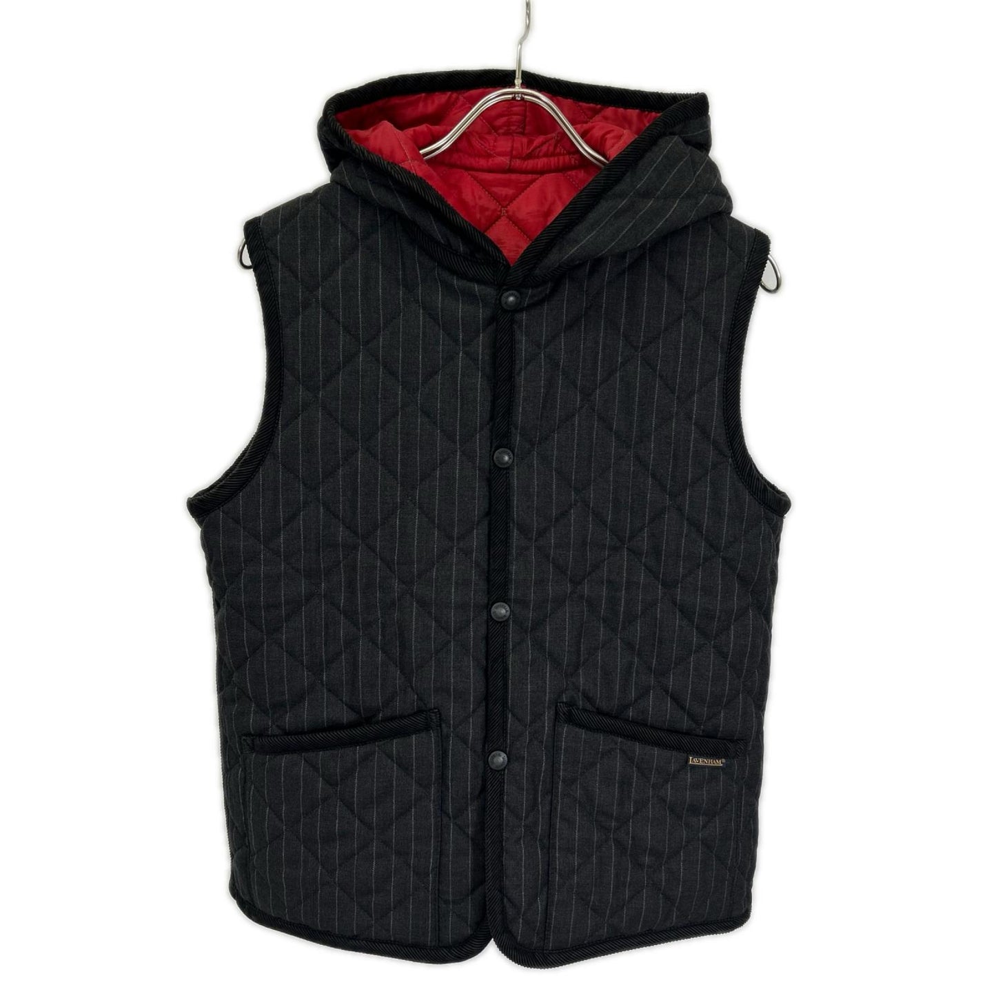 LAVENHAM Stripe Quilted Vest Red/Gray Size 48