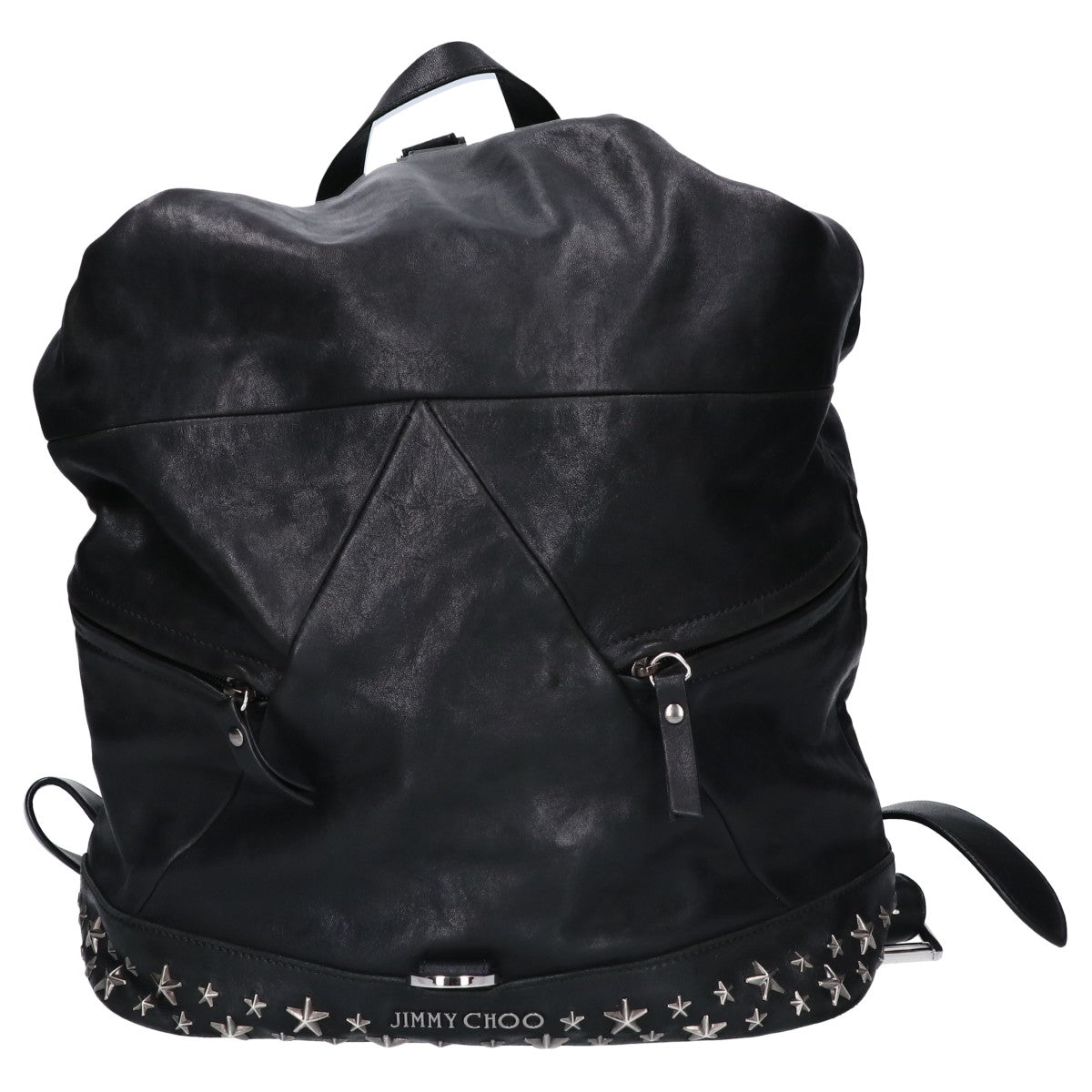 JIMMY CHOO FITZROY Star Stud Leather Backpack Black