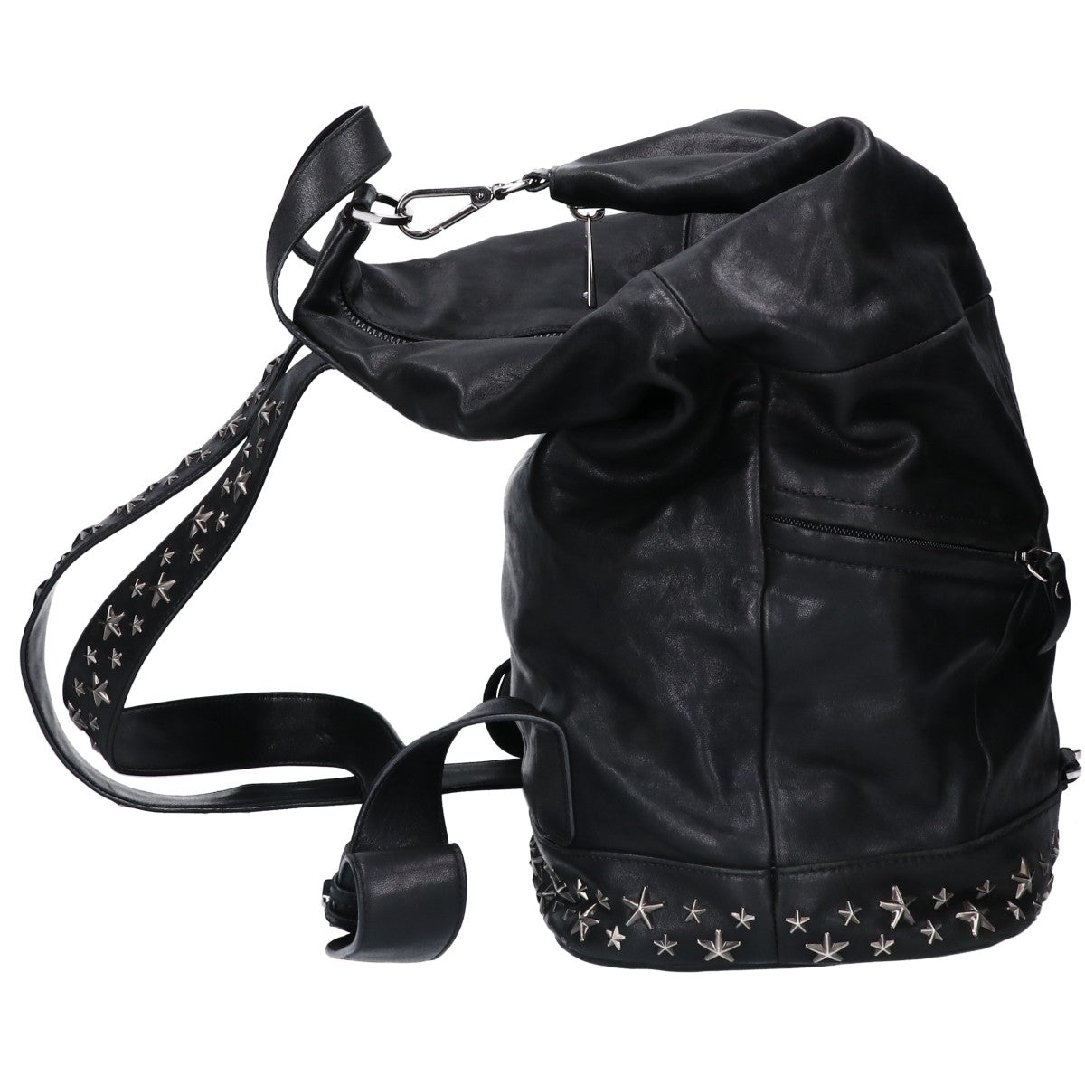 JIMMY CHOO FITZROY Star Stud Leather Backpack Black