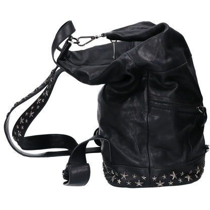 JIMMY CHOO FITZROY Star Stud Leather Backpack Black