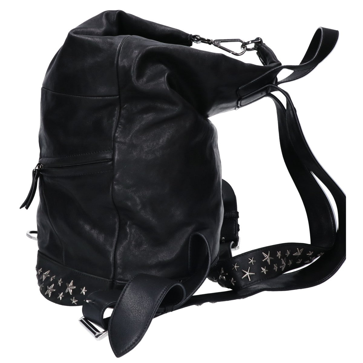 JIMMY CHOO FITZROY Star Stud Leather Backpack Black
