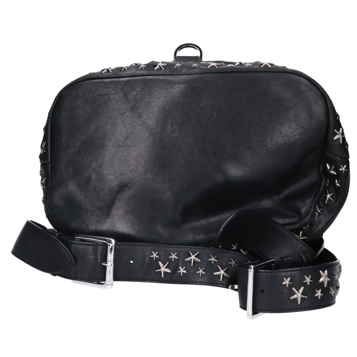 JIMMY CHOO FITZROY Star Stud Leather Backpack Black