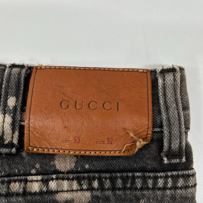 GUCCI Bleached Gray Denim Jeans Cotton Size 32