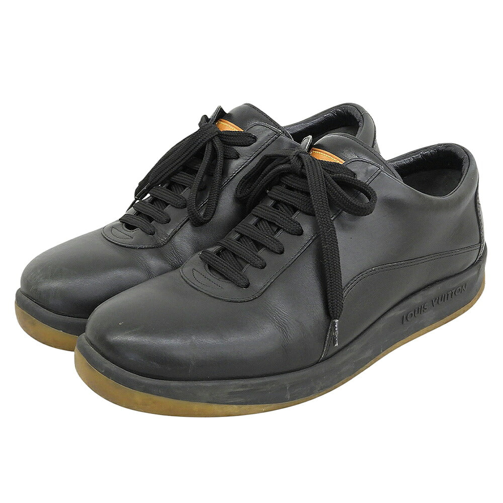 LOUIS VUITTON Leather Low-Cut Sneakers Black Size 5 1/2