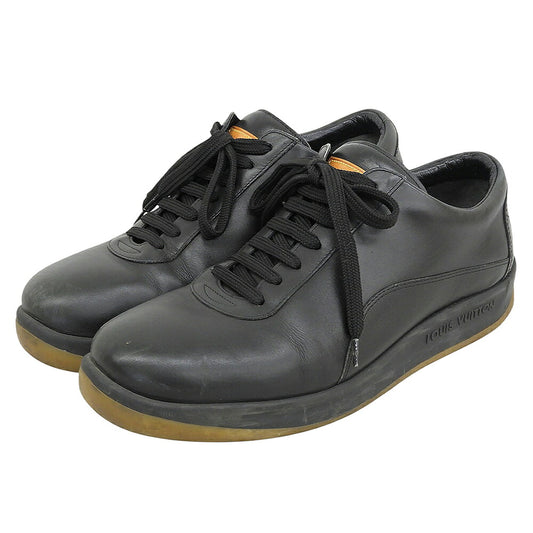 LOUIS VUITTON Leather Low-Cut Sneakers Black Size 5 1/2