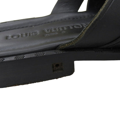 LOUIS VUITTON Leather Braided Flat Sandals Black Size 6.5