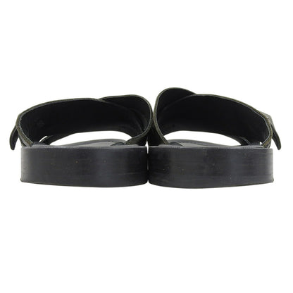 LOUIS VUITTON Leather Braided Flat Sandals Black Size 6.5