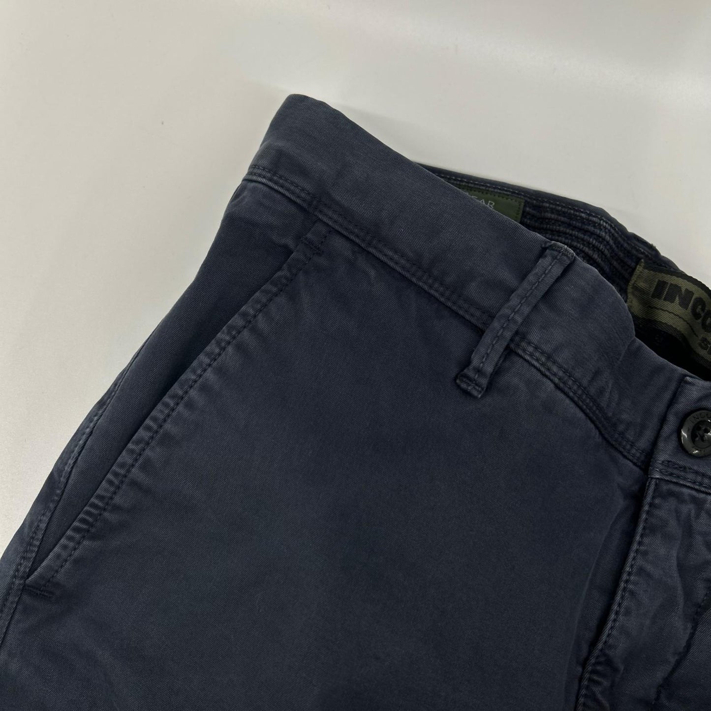 INCOTEX Navy Garment Dye Stretch Cotton Pants Size 30