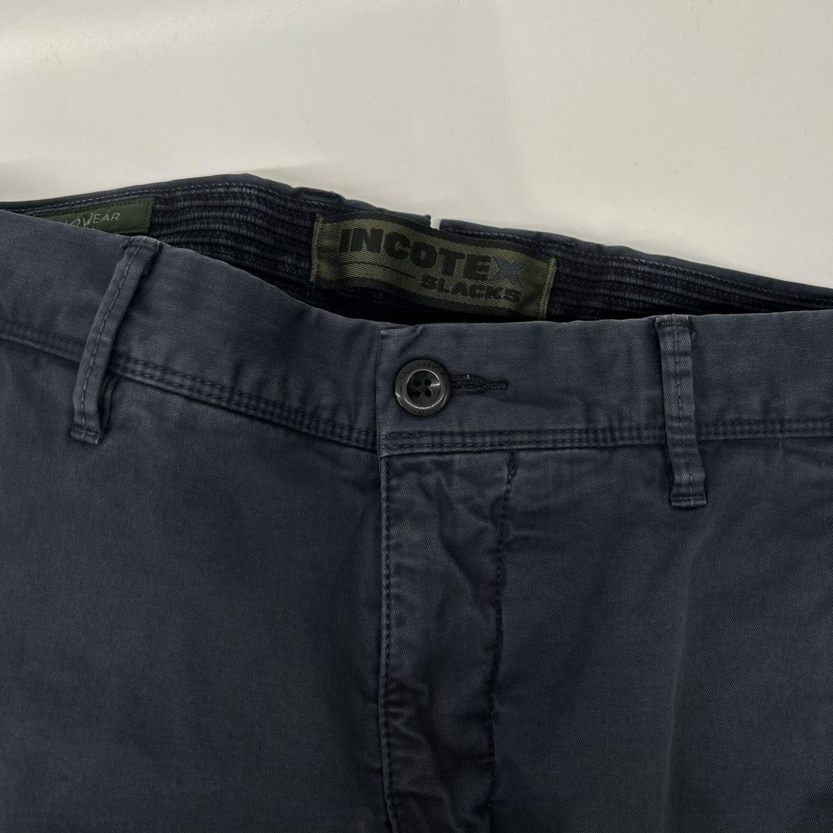 INCOTEX Navy Garment Dye Stretch Cotton Pants Size 30