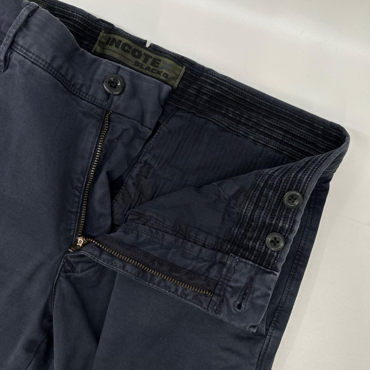 INCOTEX Navy Garment Dye Stretch Cotton Pants Size 30