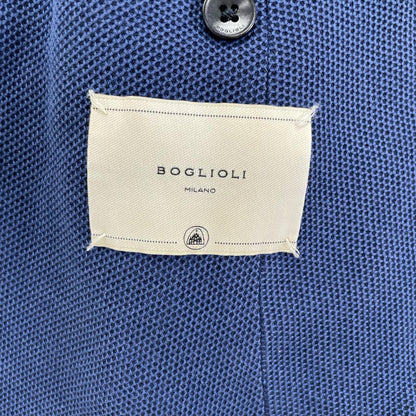 BOGLIOLI X2902E Dover Hopsack Solid 3B Blue Cotton Jacket Size 48