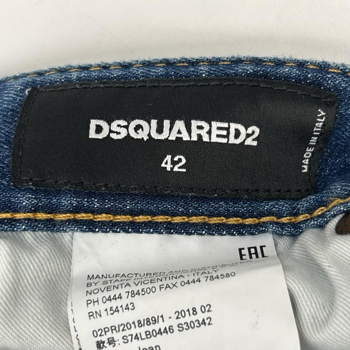 DSQUARED2 Indigo Button Fly Jeans Size 42