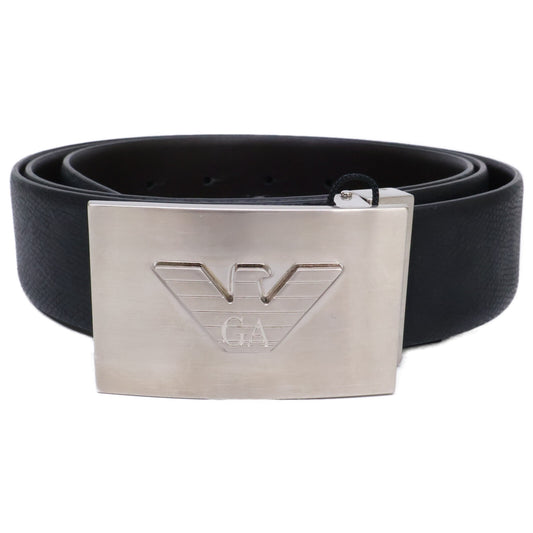 EMPORIOARMANI Reversible Leather Belt NERO/AFTER DARK
