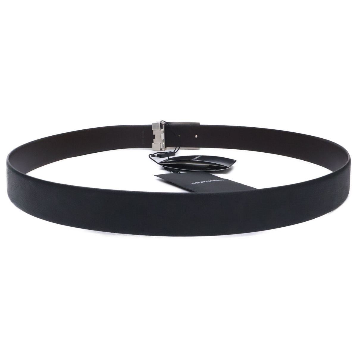 EMPORIOARMANI Reversible Leather Belt NERO/AFTER DARK