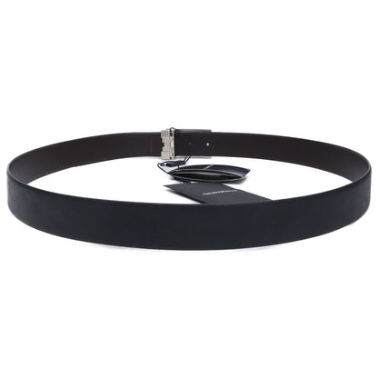 EMPORIOARMANI Reversible Leather Belt NERO/AFTER DARK