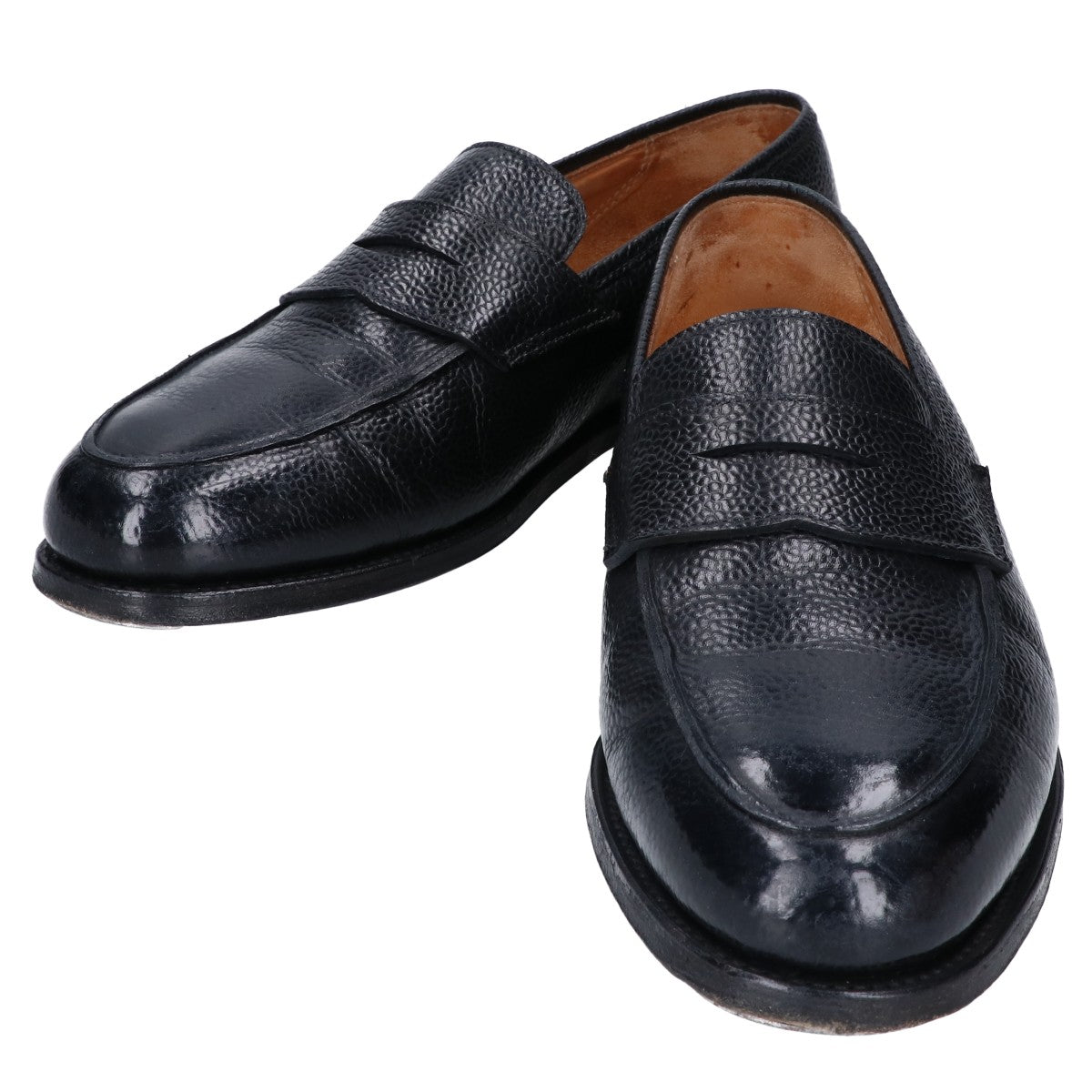 Crockett&Jones x B&Y Leather Penny Loafers Navy Size 7E