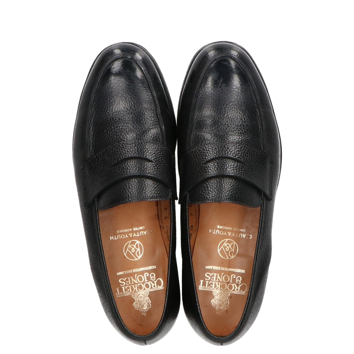 Crockett&Jones x B&Y Leather Penny Loafers Navy Size 7E