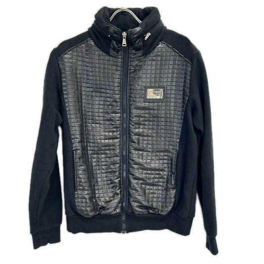 DOLCE&GABBANA Black Paneled Hooded Blouson Jacket Size 52