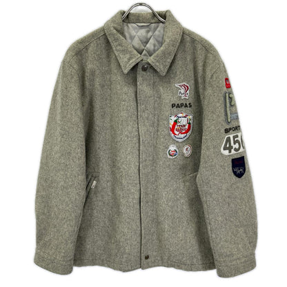 Papas Gray Wool Blend Patch Coat Size LL