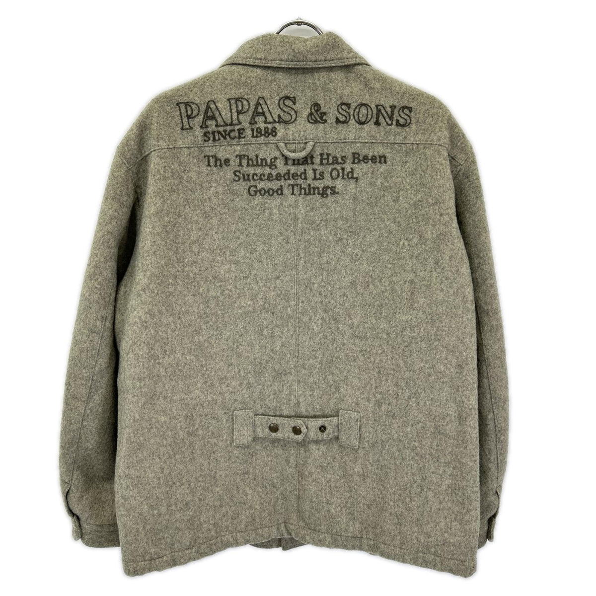 Papas Gray Wool Blend Patch Coat Size LL