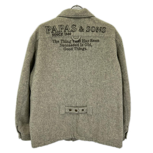 Papas Gray Wool Blend Patch Coat Size LL