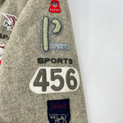 Papas Gray Wool Blend Patch Coat Size LL