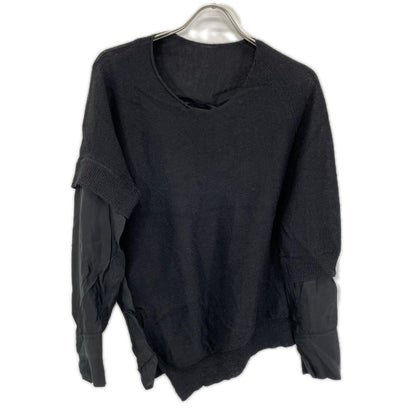 Y's 02SS Alpaca Linen Patchwork Knit Sweater Black Size 2