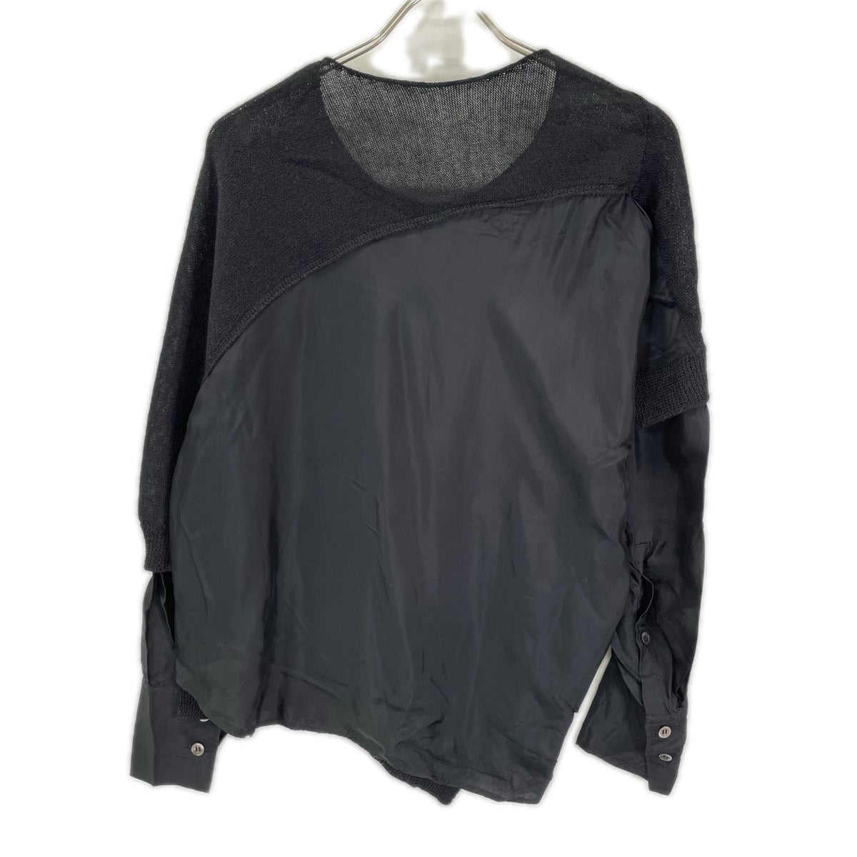 Y's 02SS Alpaca Linen Patchwork Knit Sweater Black Size 2