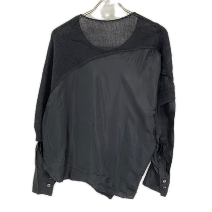 Y's 02SS Alpaca Linen Patchwork Knit Sweater Black Size 2