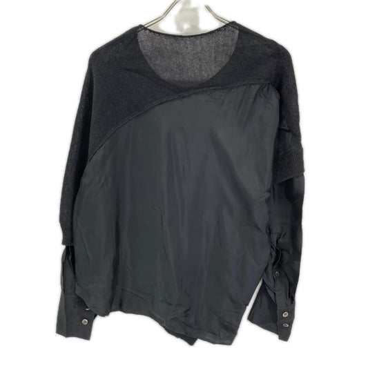 Y's 02SS Alpaca Linen Patchwork Knit Sweater Black Size 2