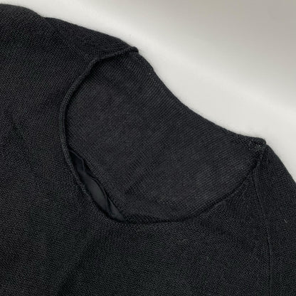 Y's 02SS Alpaca Linen Patchwork Knit Sweater Black Size 2