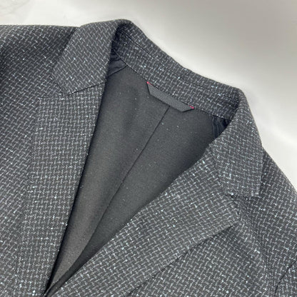 HUGOBOSS Black/Blue Tweed-Like Jacket Size 44