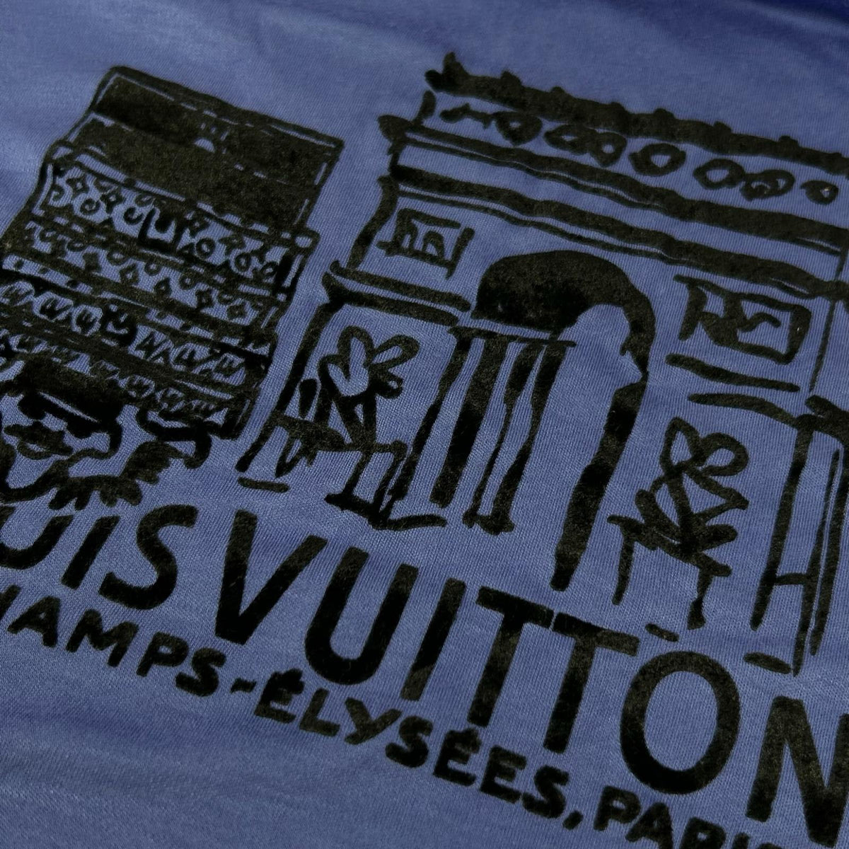 LOUIS VUITTON Arc de Triomphe Felt T-Shirt Navy Size S