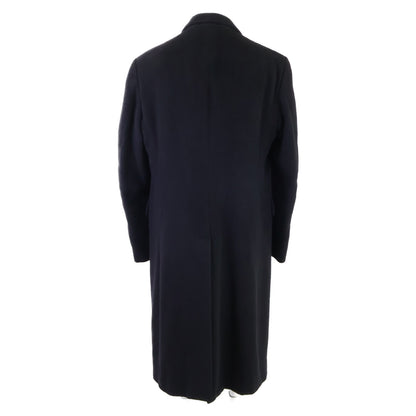 HERMES Cashmere Chesterfield Coat Navy Size 52