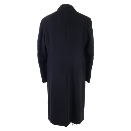 HERMES Cashmere Chesterfield Coat Navy Size 52