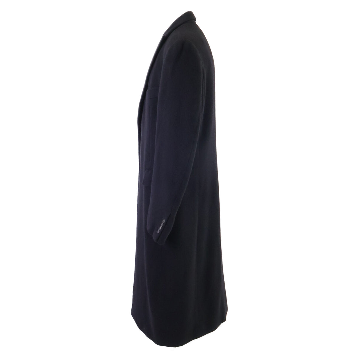 HERMES Cashmere Chesterfield Coat Navy Size 52