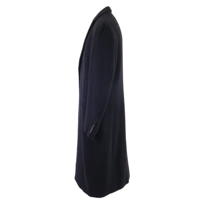 HERMES Cashmere Chesterfield Coat Navy Size 52
