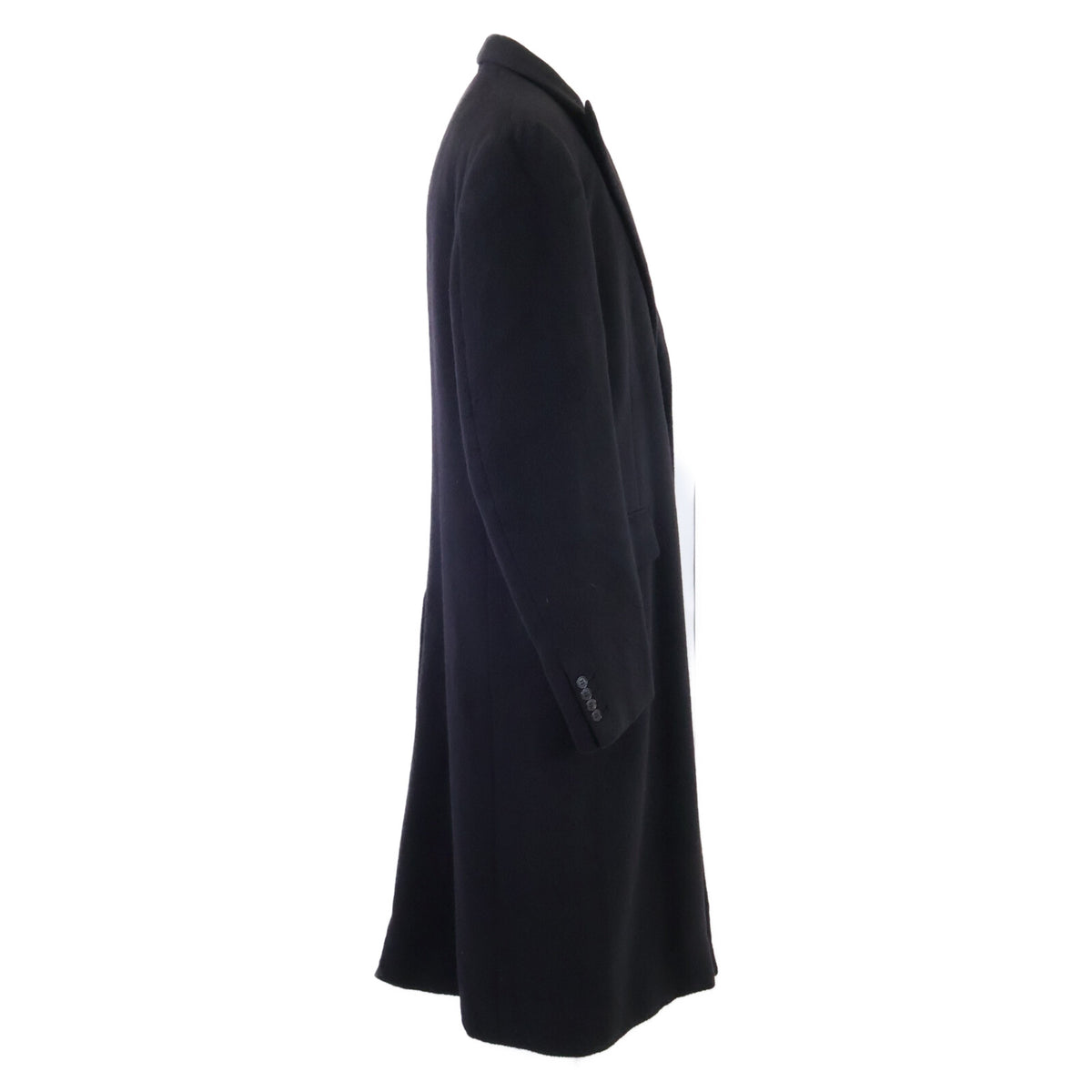HERMES Cashmere Chesterfield Coat Navy Size 52