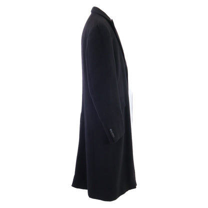 HERMES Cashmere Chesterfield Coat Navy Size 52