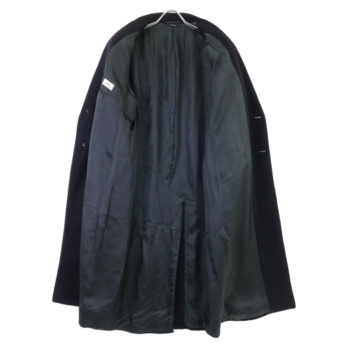 HERMES Cashmere Chesterfield Coat Navy Size 52