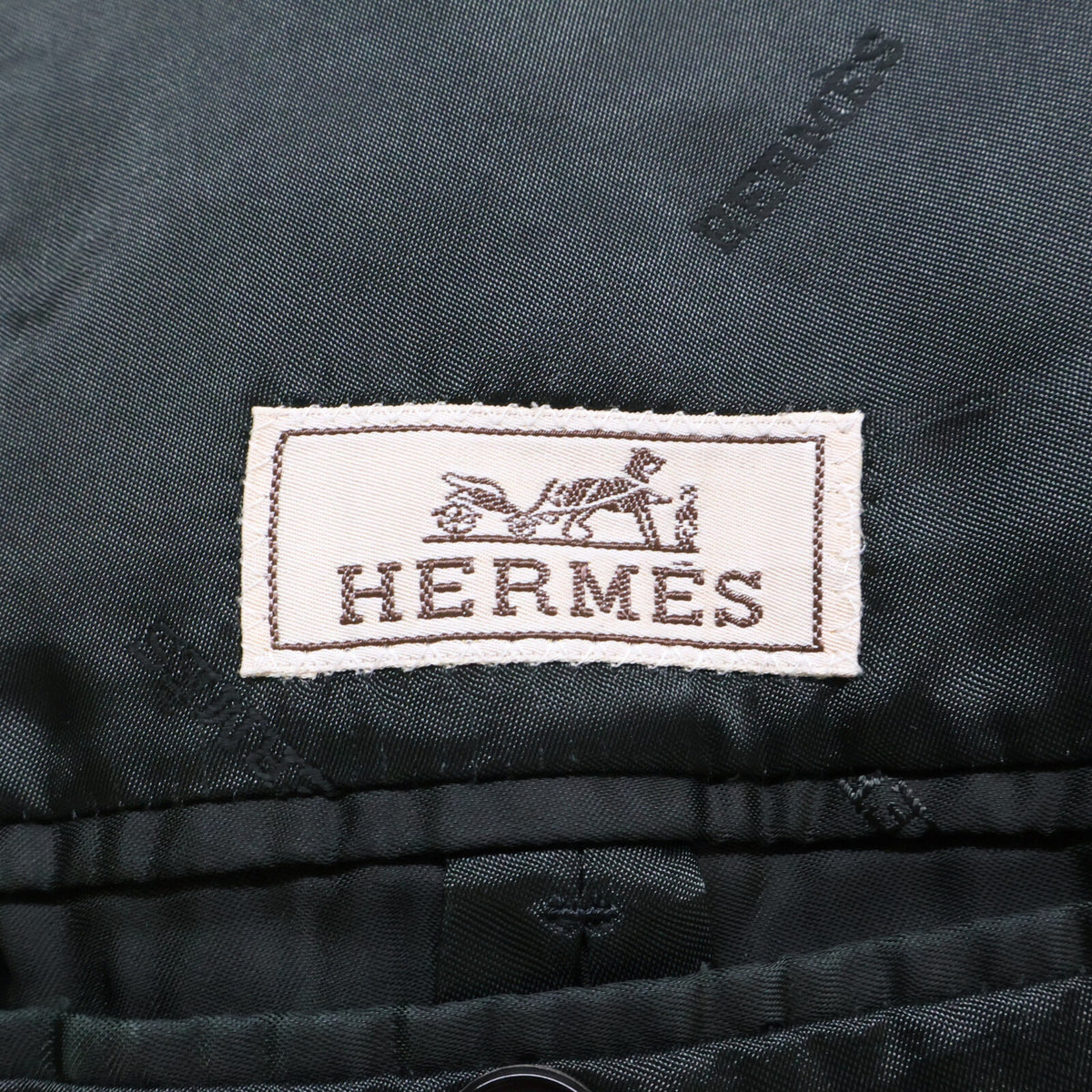 HERMES Cashmere Chesterfield Coat Navy Size 52