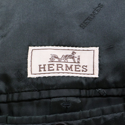 HERMES Cashmere Chesterfield Coat Navy Size 52
