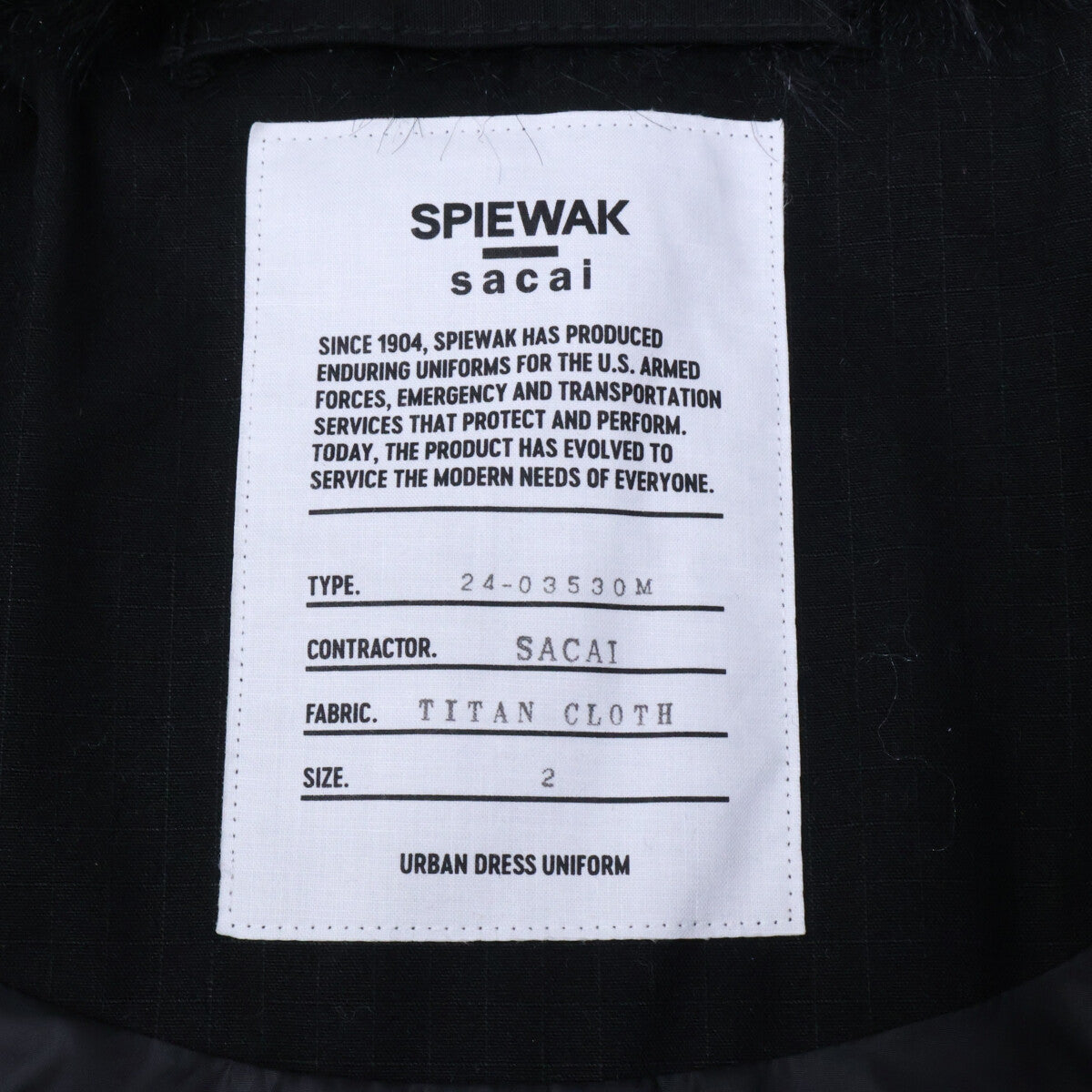 sacai x SPIEWAK 24AW Down Blouson Docking Coat Black Size 2